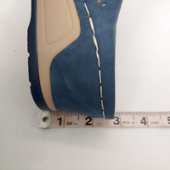 Yasirun Womens Slide Sandals Blue Floral Applique Wedge Heels Slip Ons 41 New - Picture 8 of 9